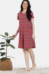 Zivame Shells Puzzle Knit Poly Knee Length Nightdress - Tomato Puree — thumbnail 2